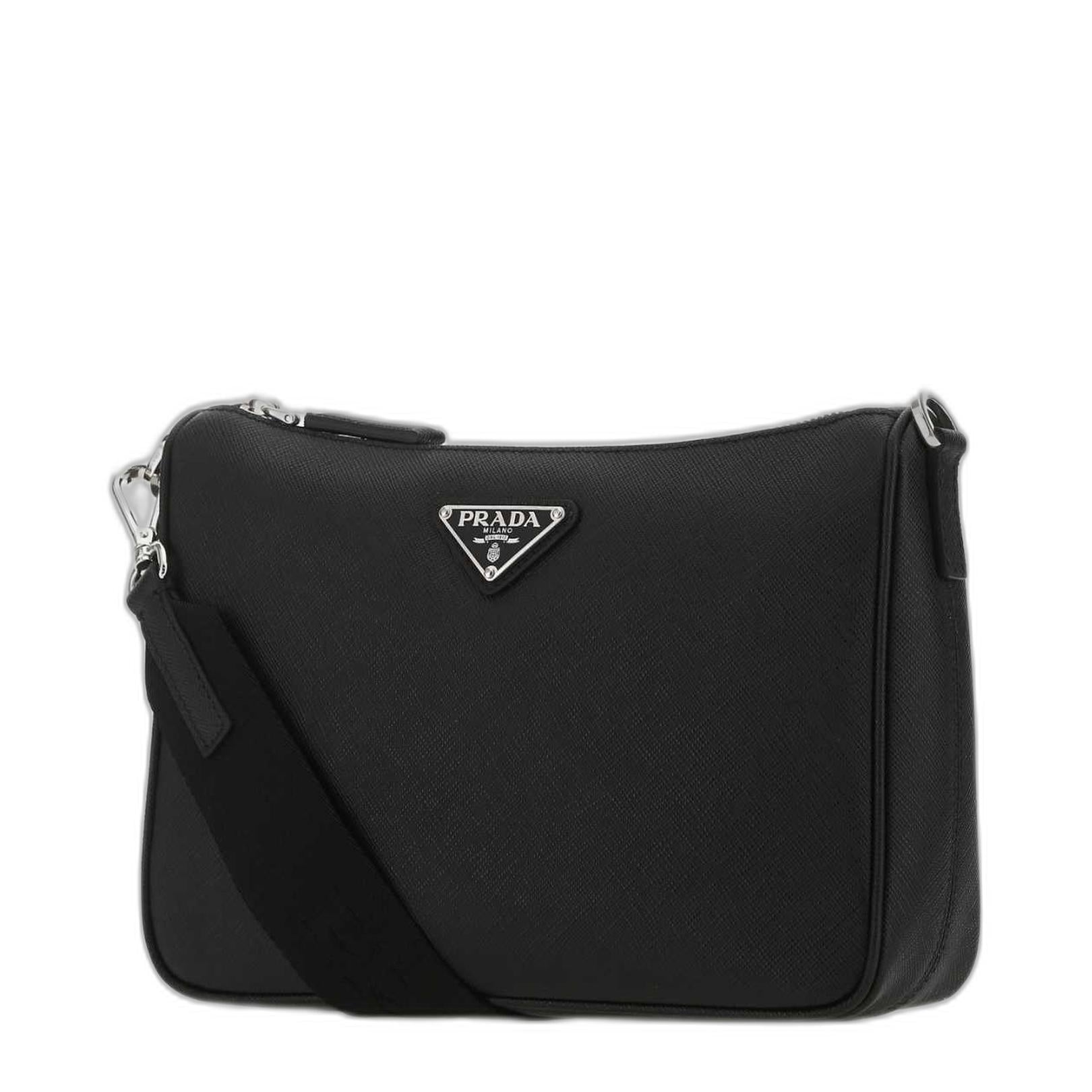 Re-Nylon Saffiano Leather Shoulder Bag - Nero - Image 3