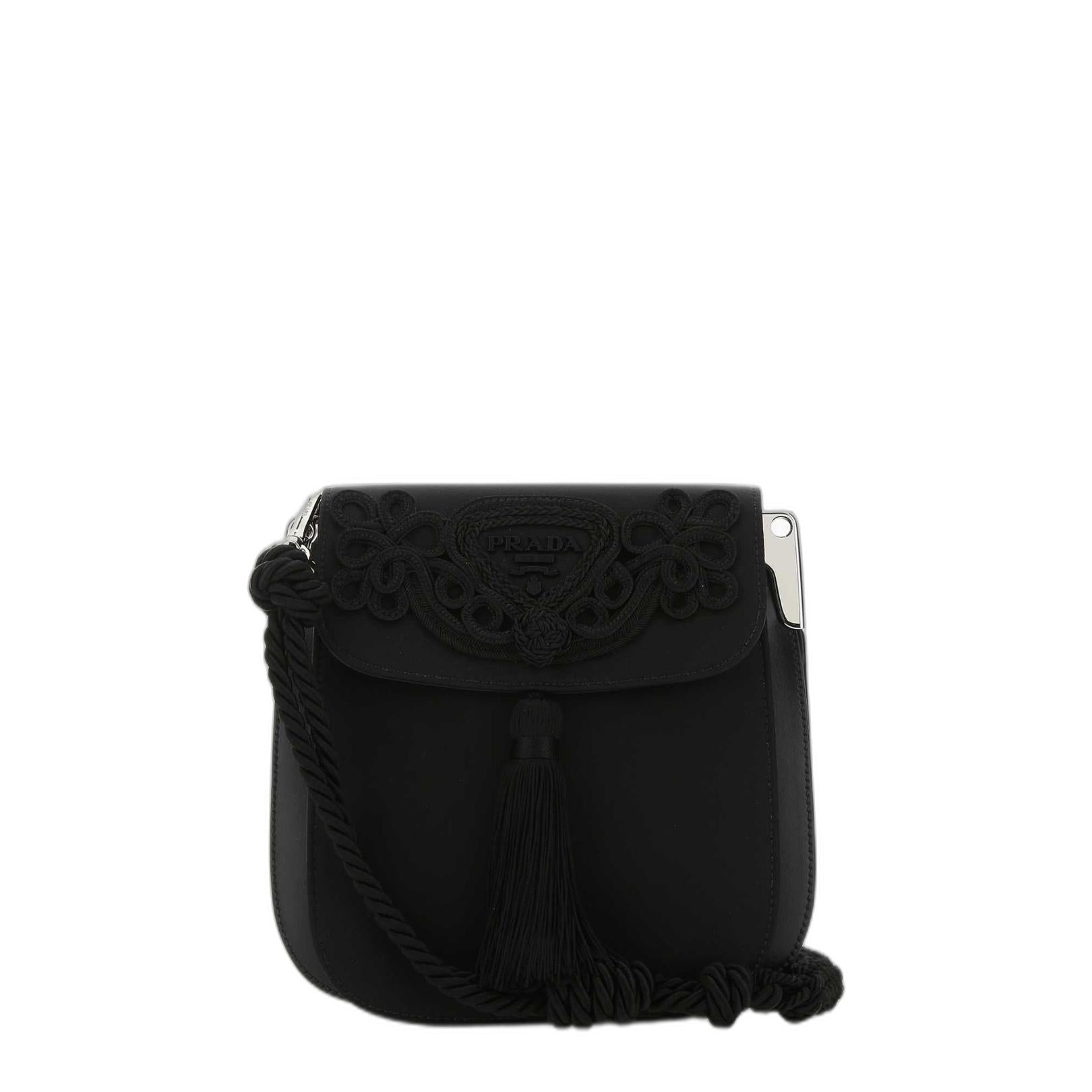 Margit Tessuto Vitello Shoulder Bag - Nero - Image 1