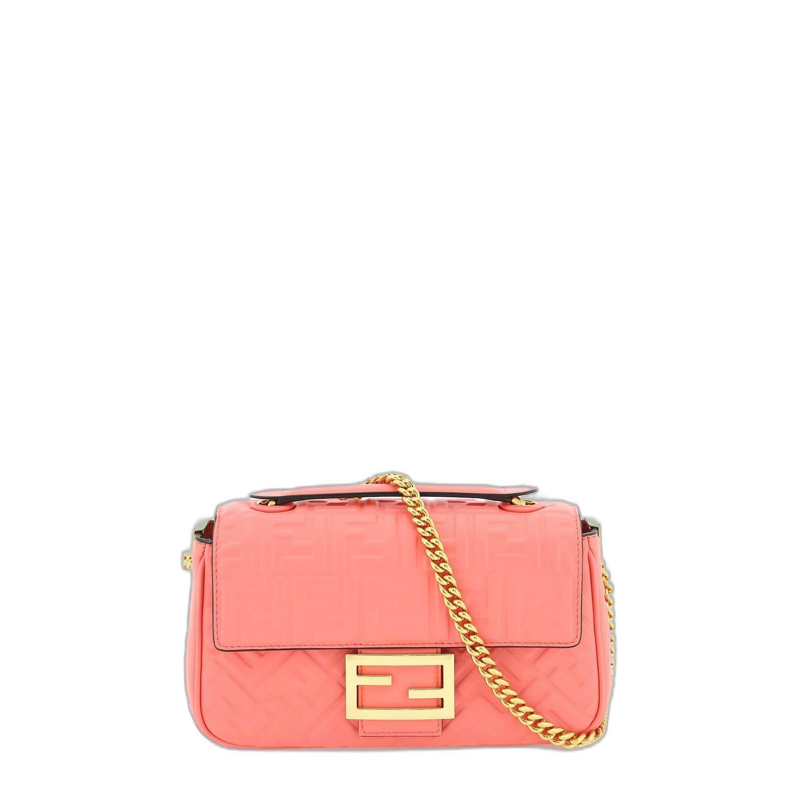 Baguette Chain Midi
Pink Nappa Leather Bag With FF Motif - Image 1