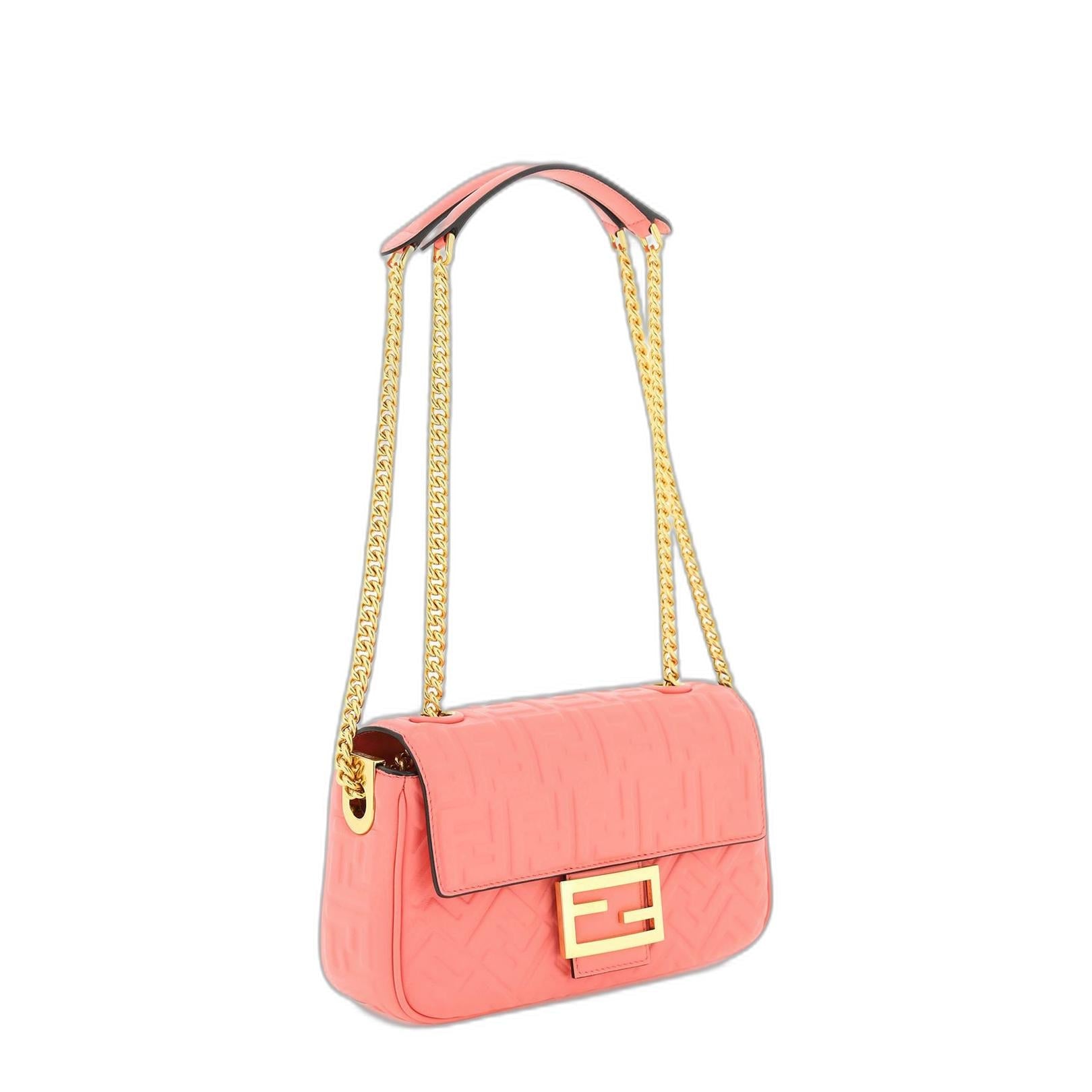 Baguette Chain Midi
Pink Nappa Leather Bag With FF Motif - Image 4