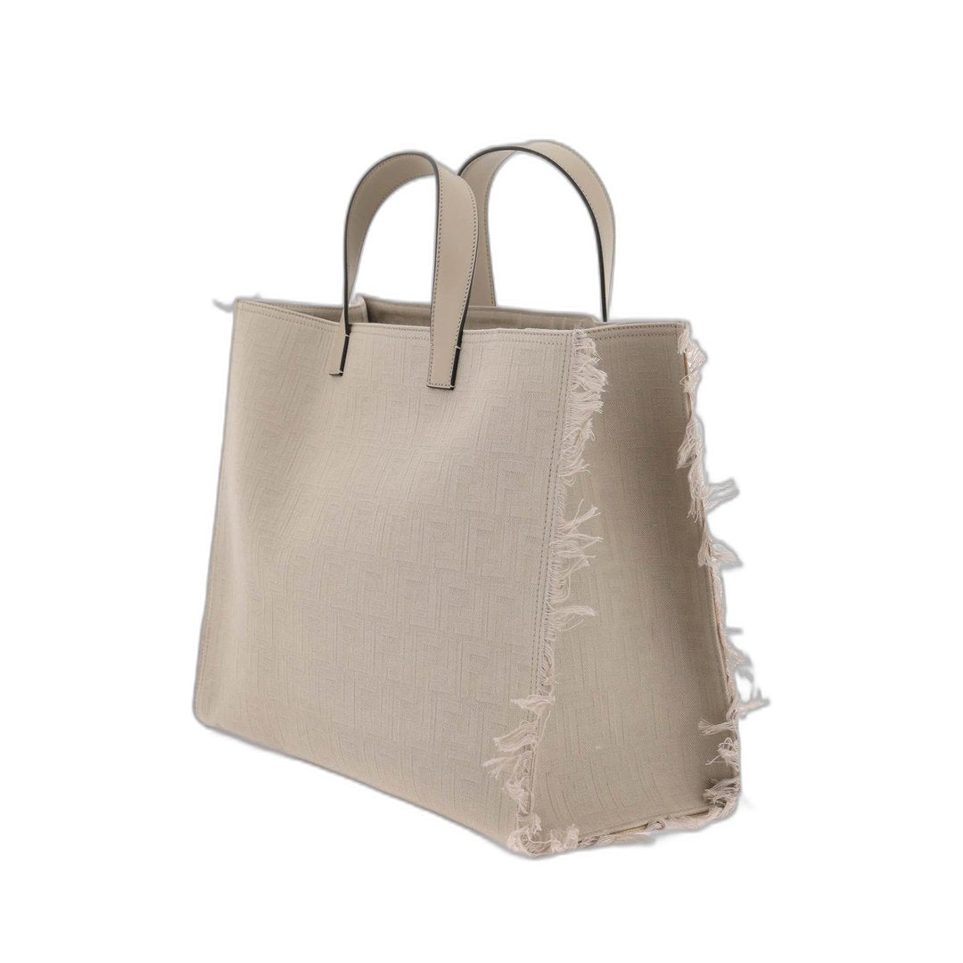 FF Jacquard Fringed
Beige Leather Bag - Image 2