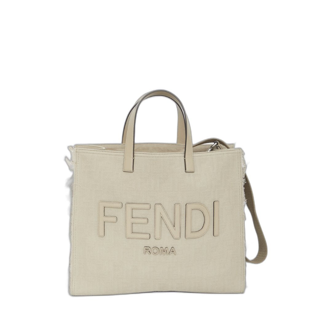 FF Jacquard Fringed
Beige Leather Bag - Image 4