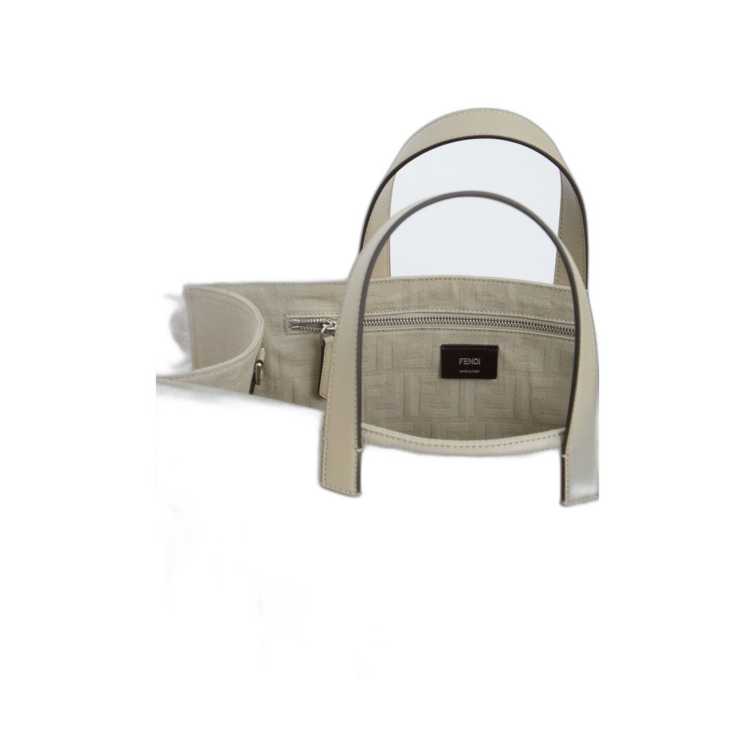 FF Jacquard Fringed
Beige Leather Bag - Image 7