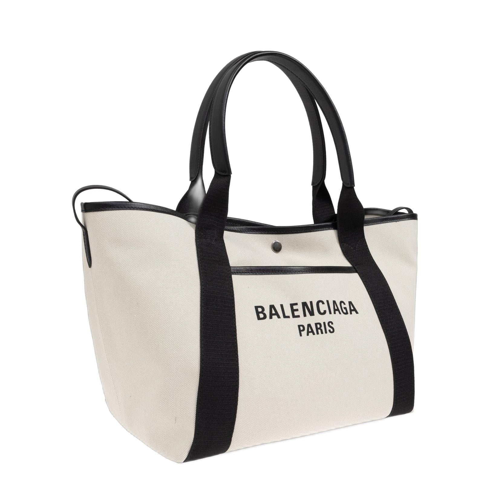 Biarritz Medium Canvas Tote Bag - Natural/Black - Image 2