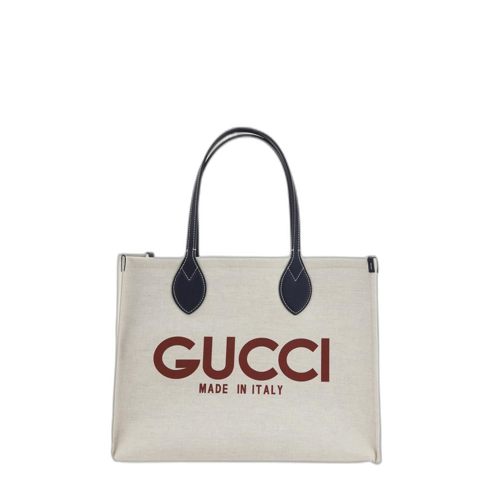 Print Medium Cotton-Linen Canvas Tote Bag - Beige/Black - Image 1