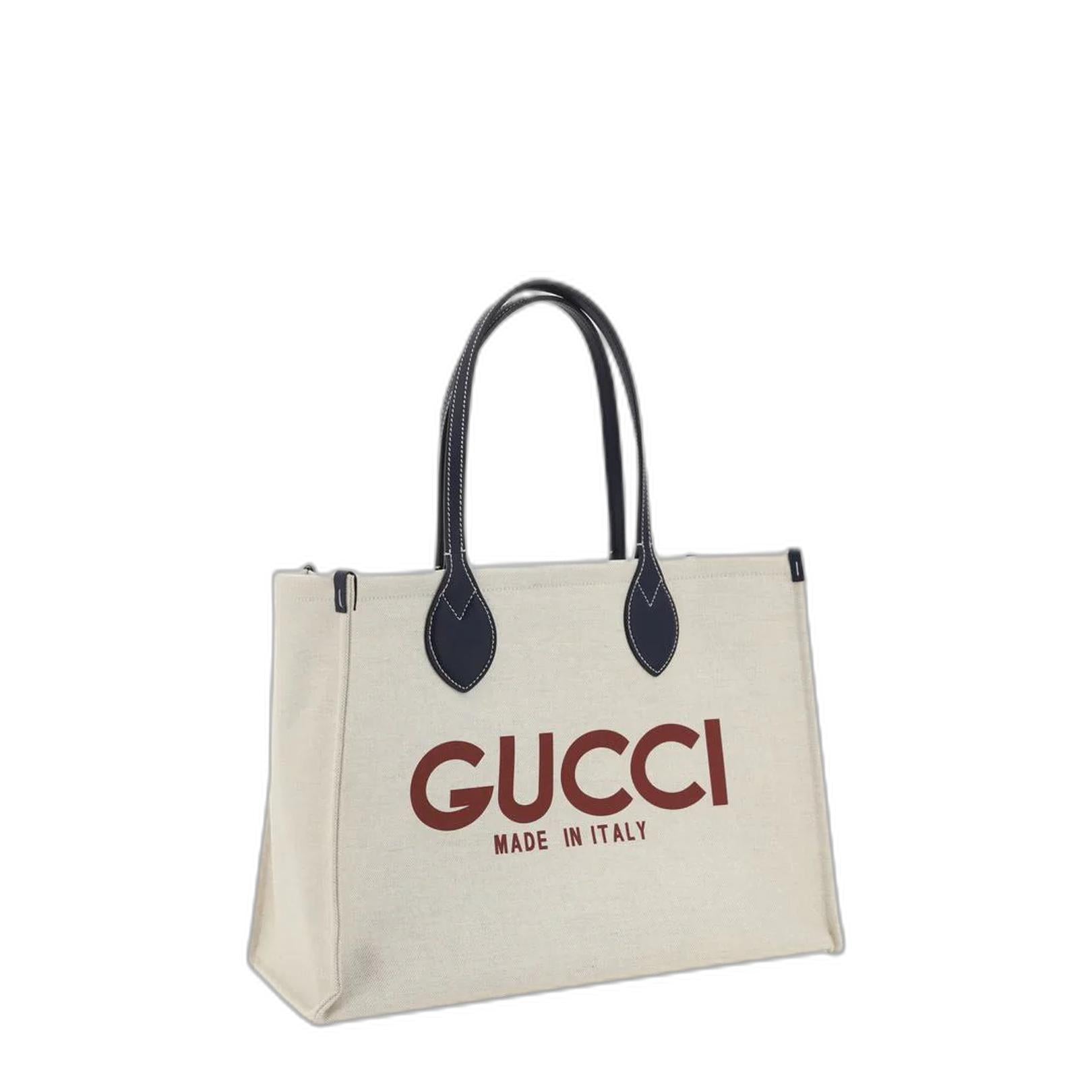 Print Medium Cotton-Linen Canvas Tote Bag - Beige/Black - Image 2