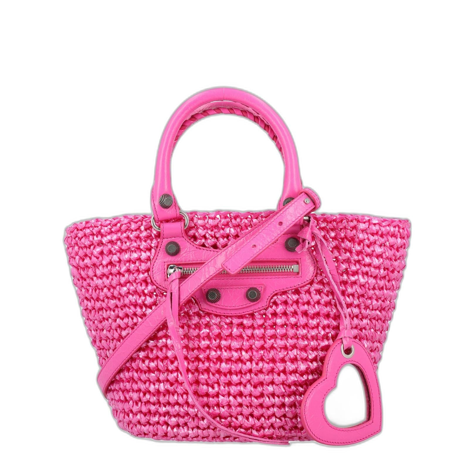 Le Cagole Small Polyamide-Lambskin Panier - Pink - Image 1