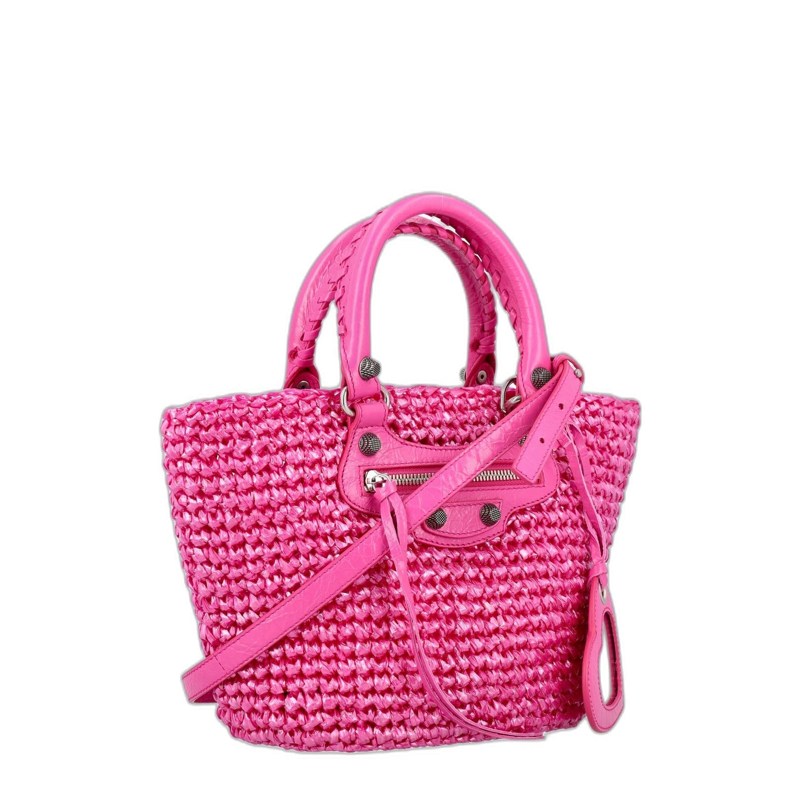 Le Cagole Small Polyamide-Lambskin Panier - Pink - Image 2