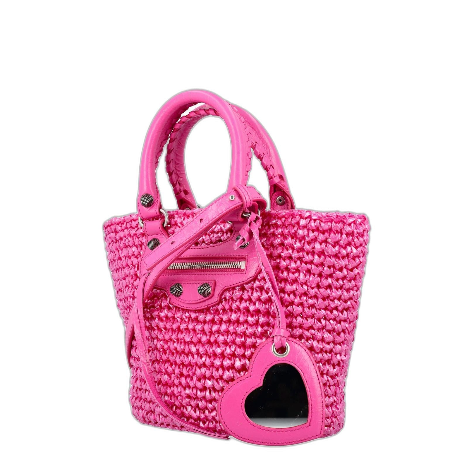 Le Cagole Small Polyamide-Lambskin Panier - Pink - Image 3