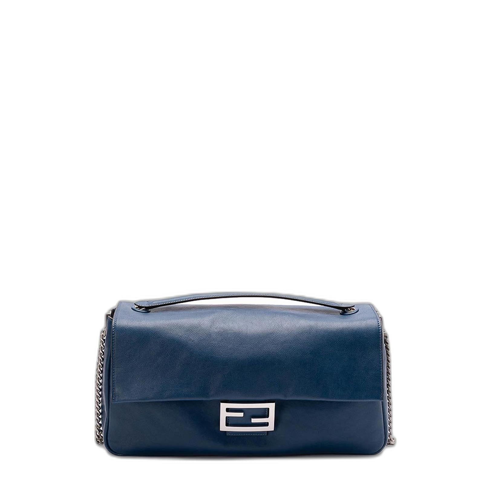 Baguette Chain Large
Blue Leather Bag - Image 1