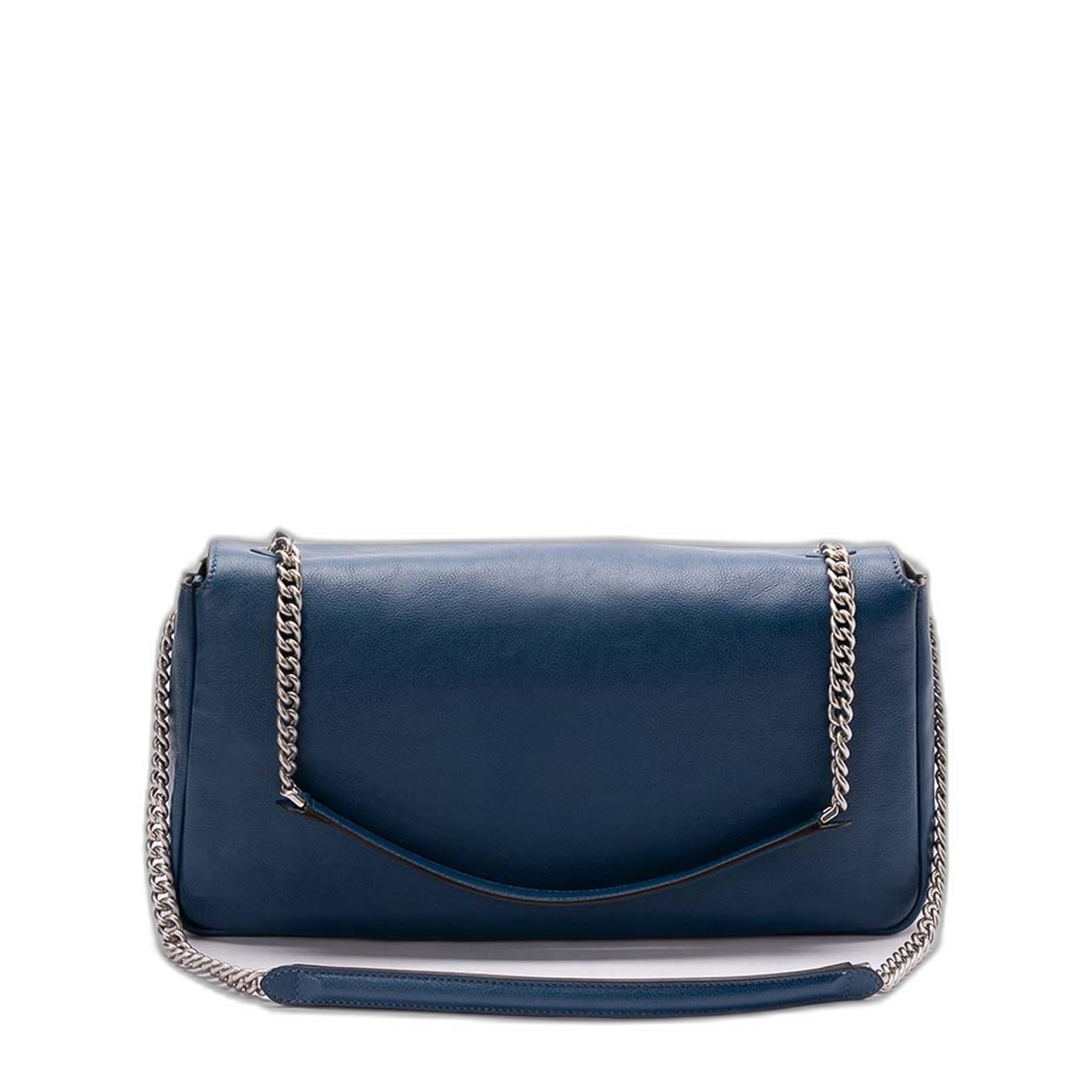 Baguette Chain Large
Blue Leather Bag - Image 3