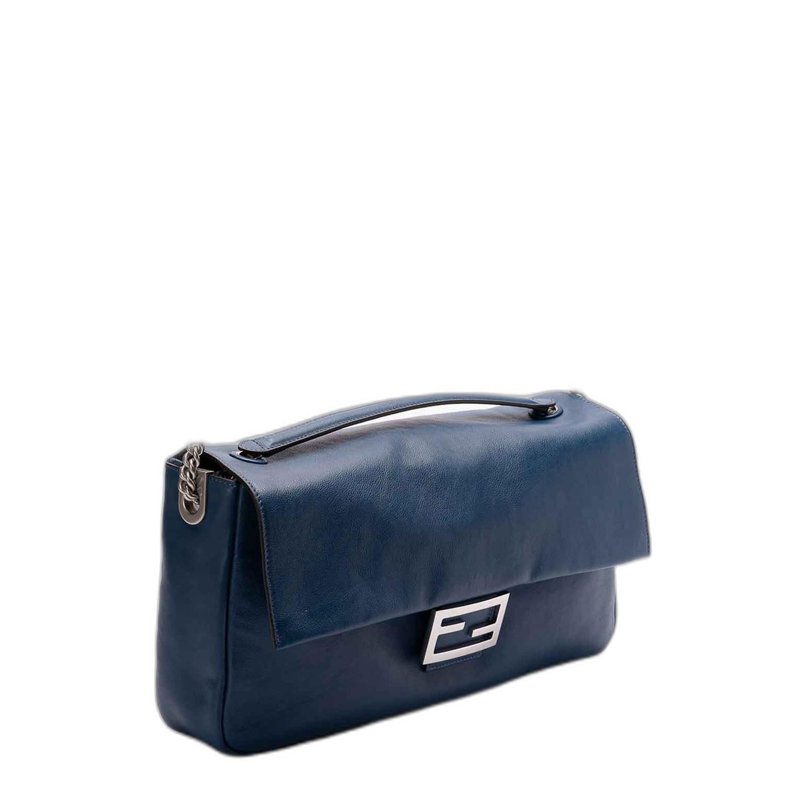 Baguette Chain Large
Blue Leather Bag - Image 2