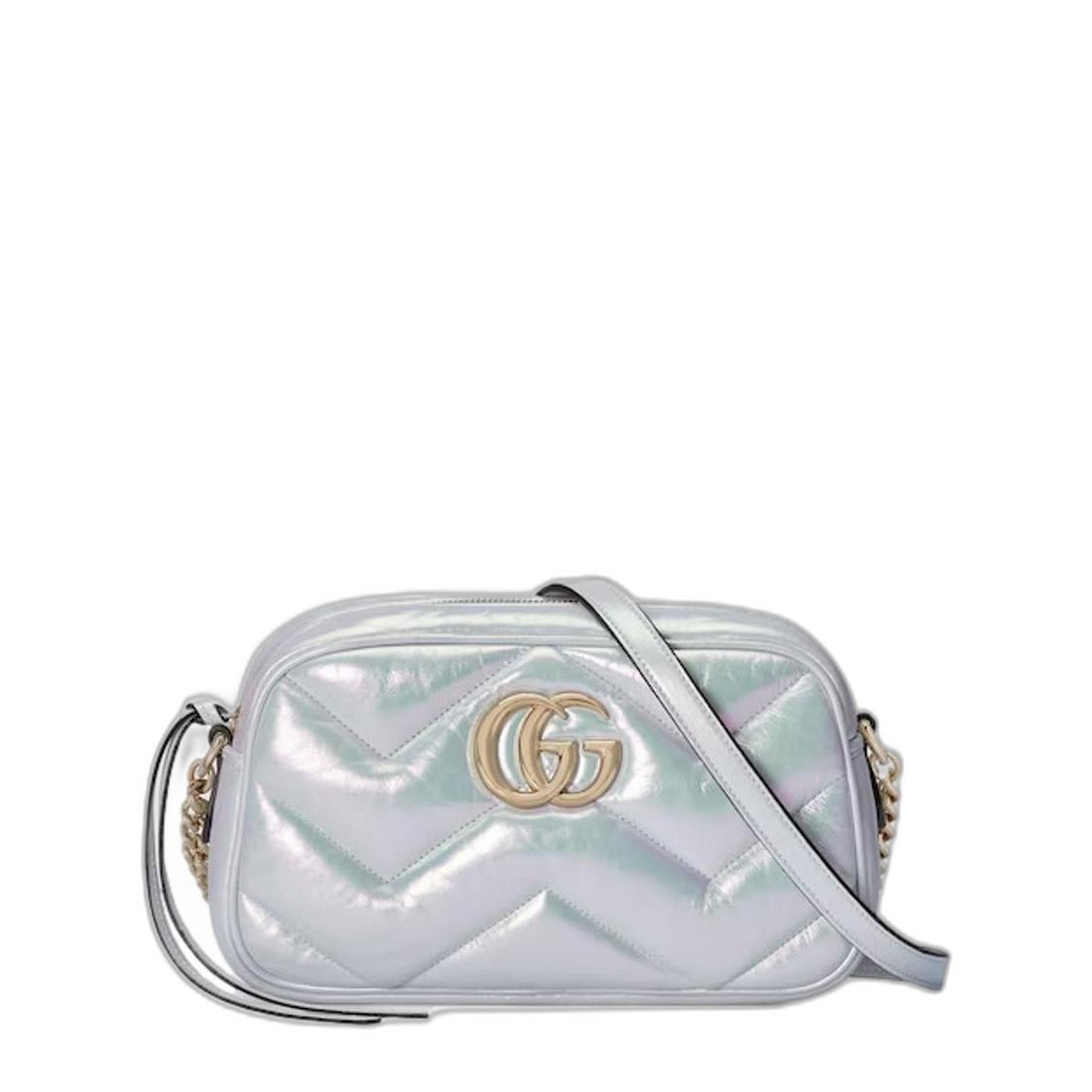 Gg Marmont Small Shoulder Bag in Blue Iridescent - Image 1