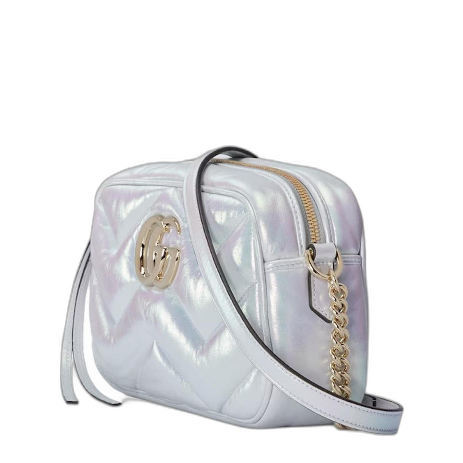 Gg Marmont Small Shoulder Bag in Blue Iridescent - Image 2