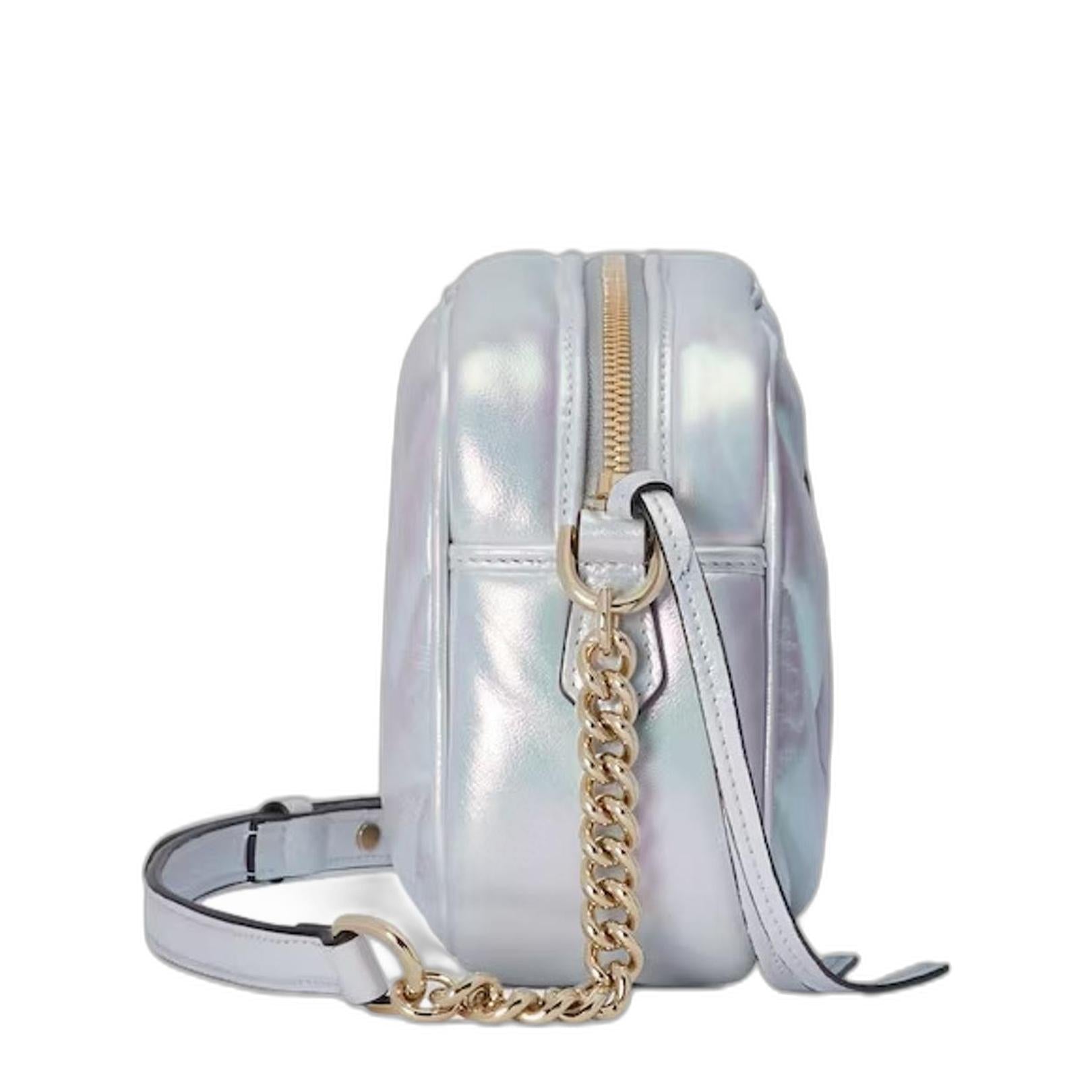Gg Marmont Small Shoulder Bag in Blue Iridescent - Image 3