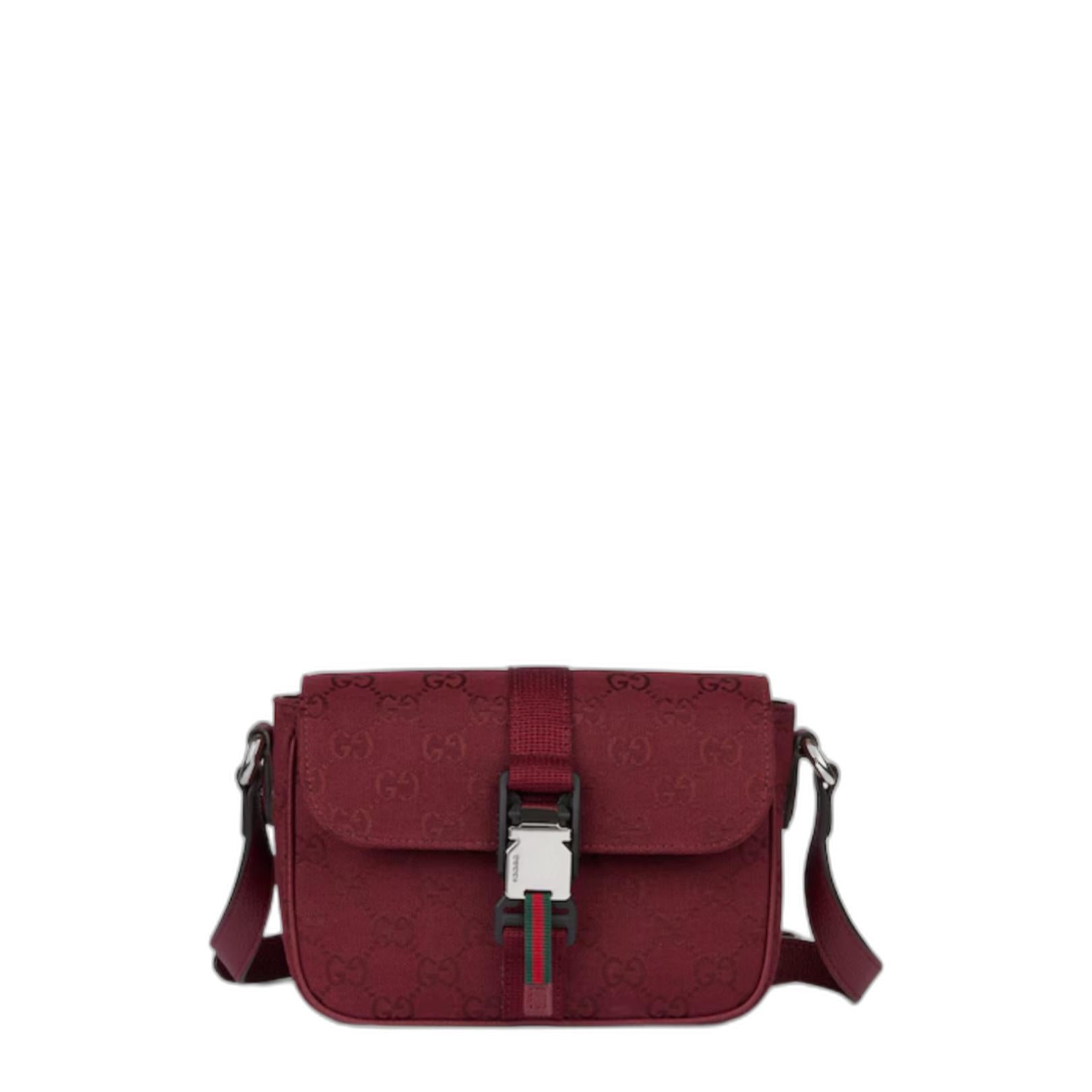 Ophidia Mini Canvas Shoulder Bag - Bordeaux - Image 1