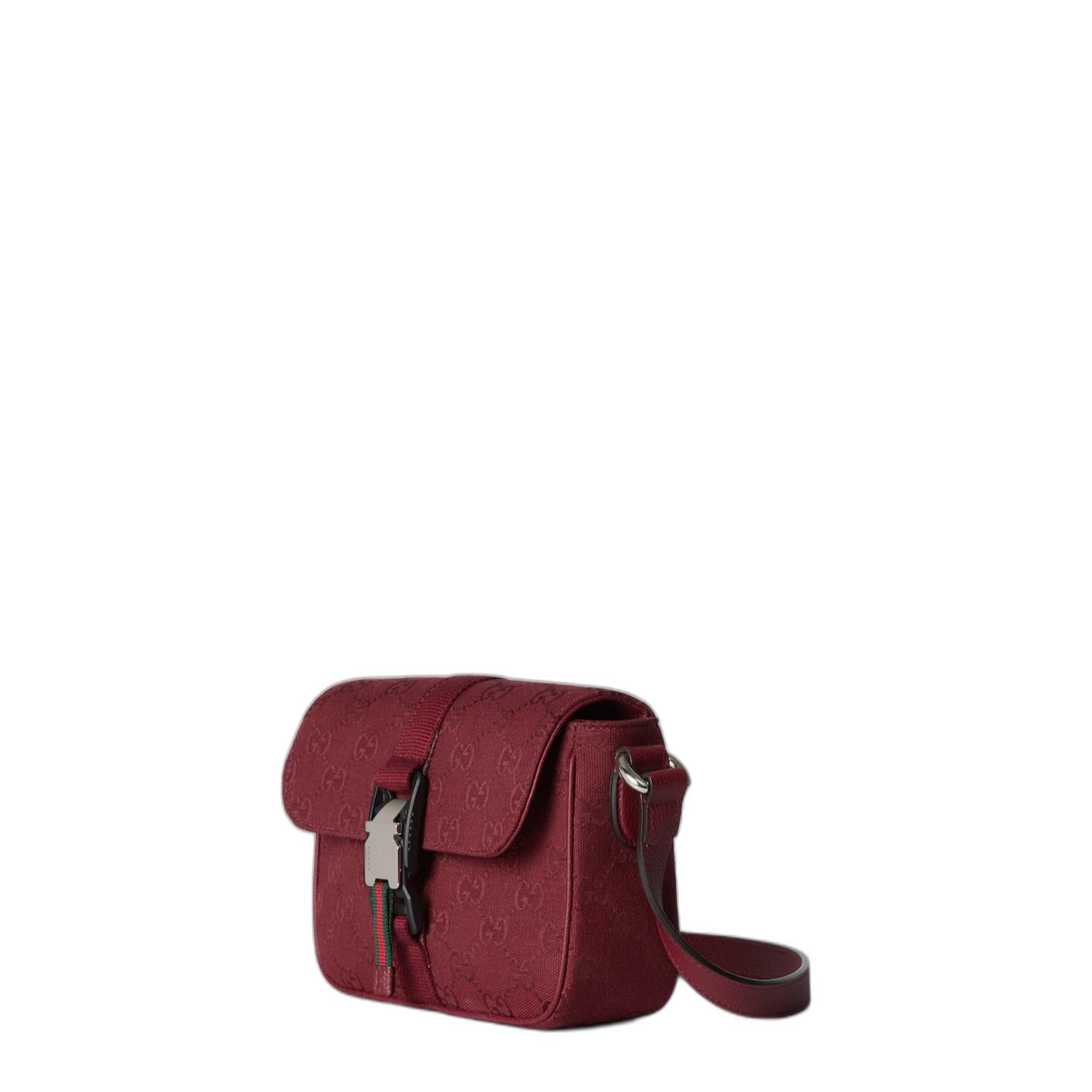 Ophidia Mini Canvas Shoulder Bag - Bordeaux - Image 2