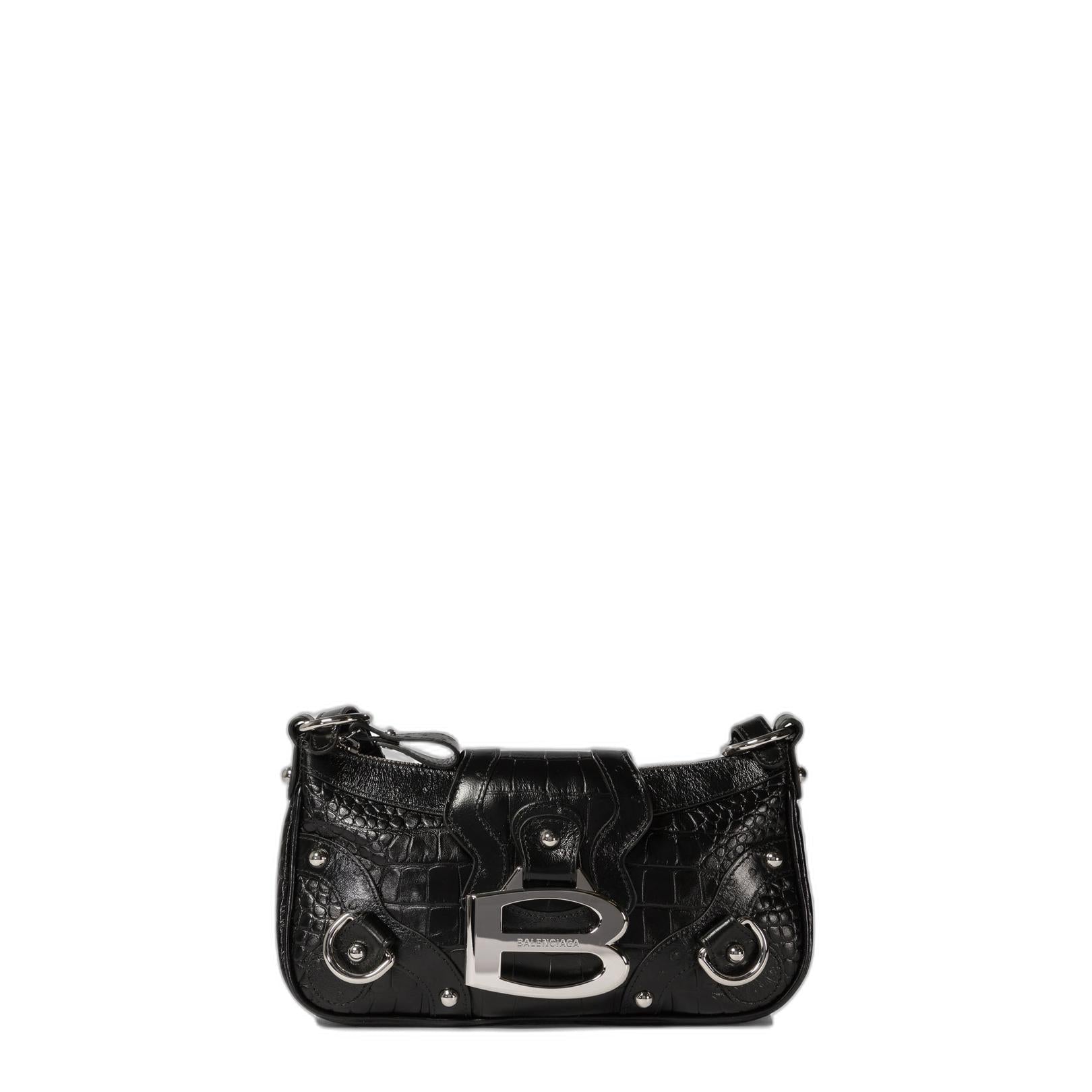 Essex Small Exotic Calfskin Shoulder Bag - Black - Image 1