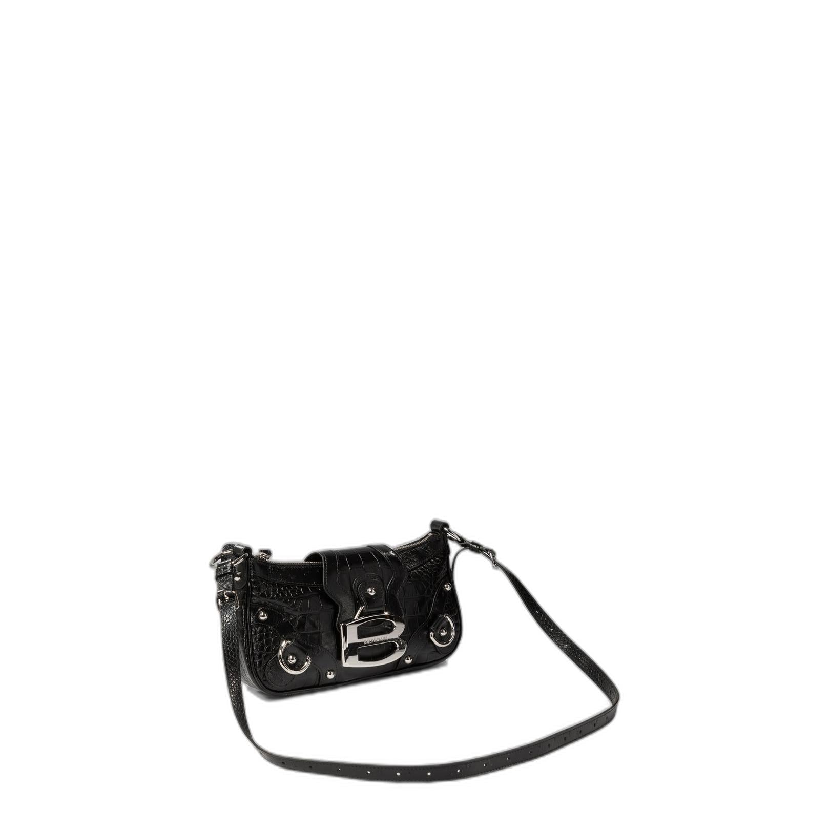 Essex Small Exotic Calfskin Shoulder Bag - Black - Image 2