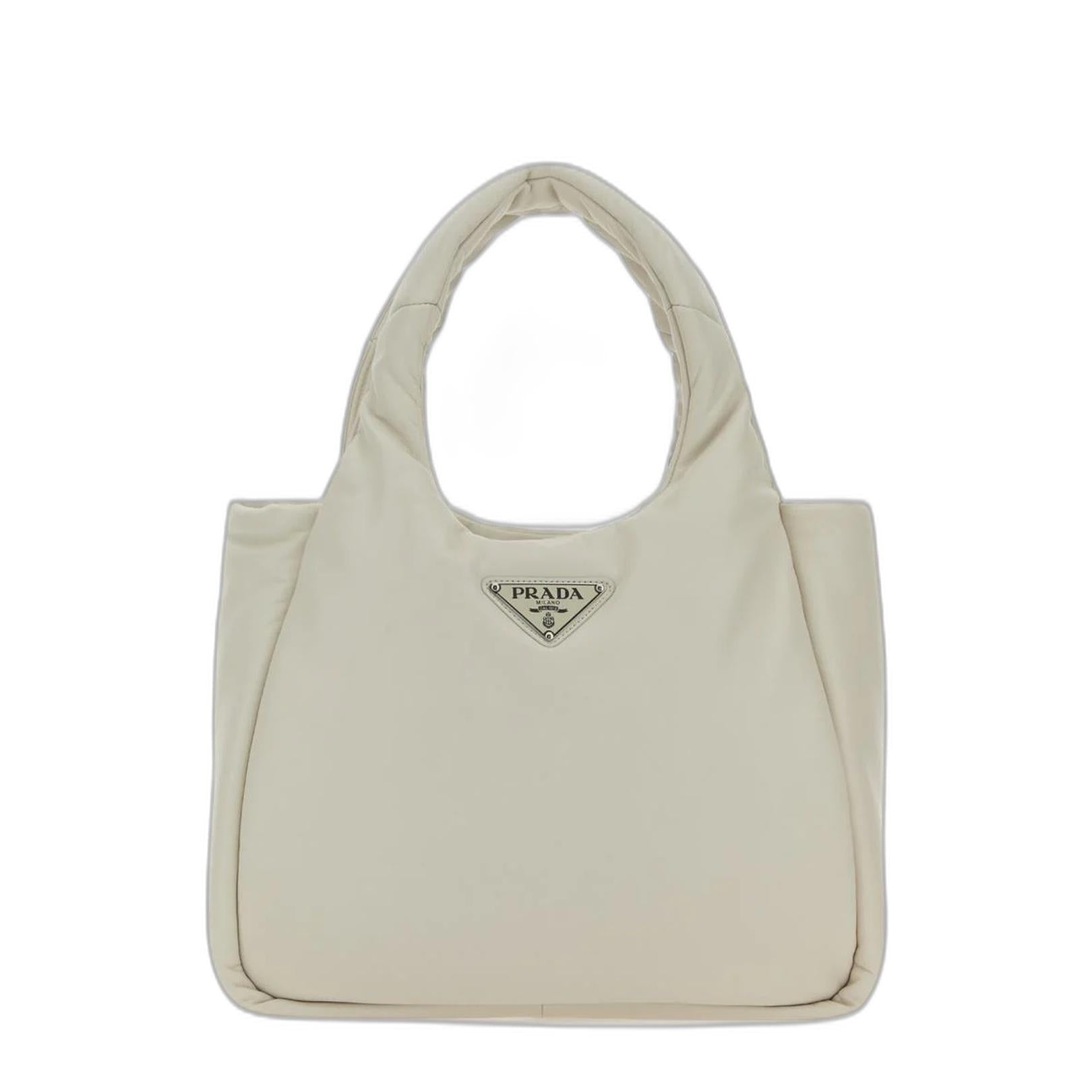 Logo Plaque Sand Re-Nylon Tote - White - Image 1