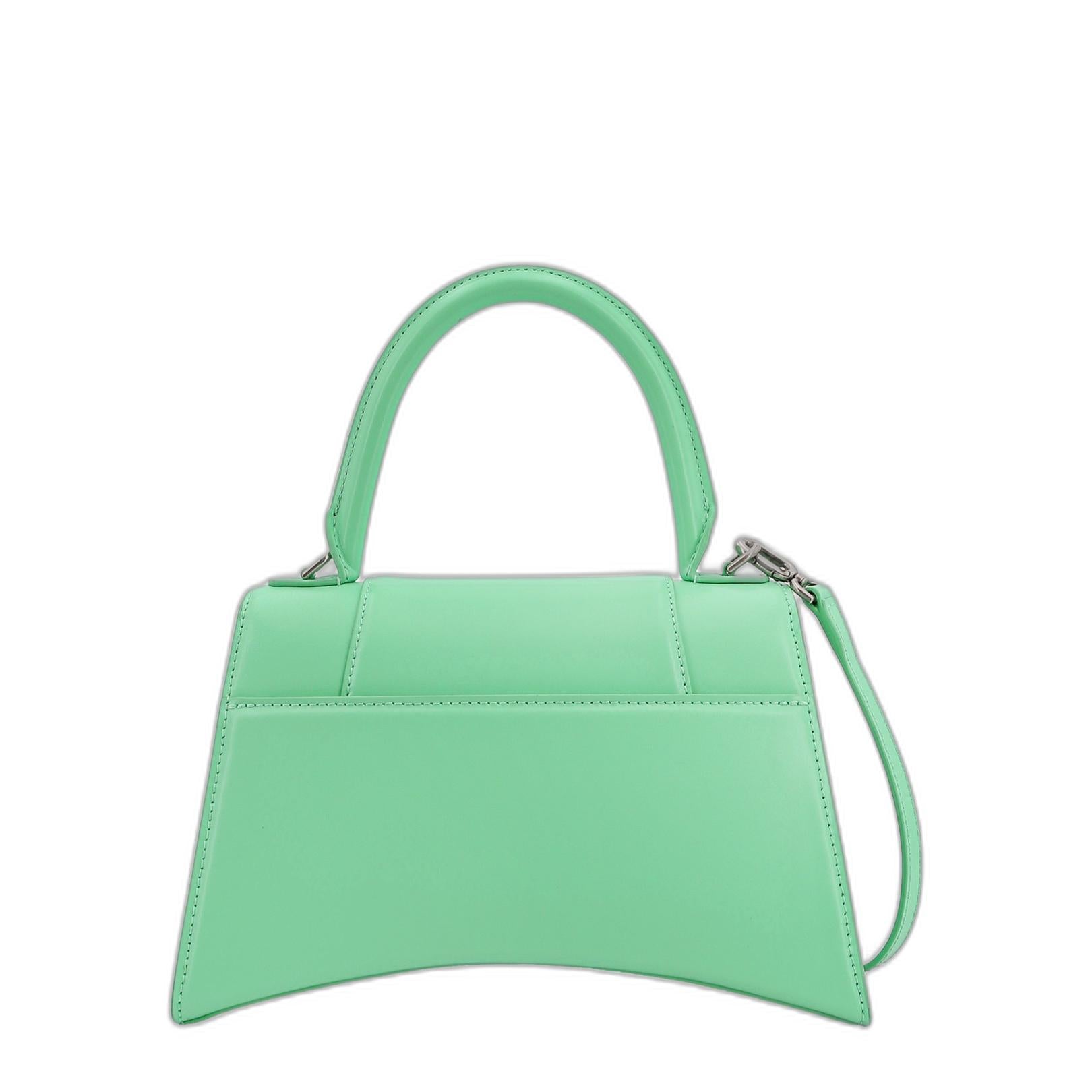 Hourglass Small Calf Leather Top-handle Bag - Mint Green - Image 3