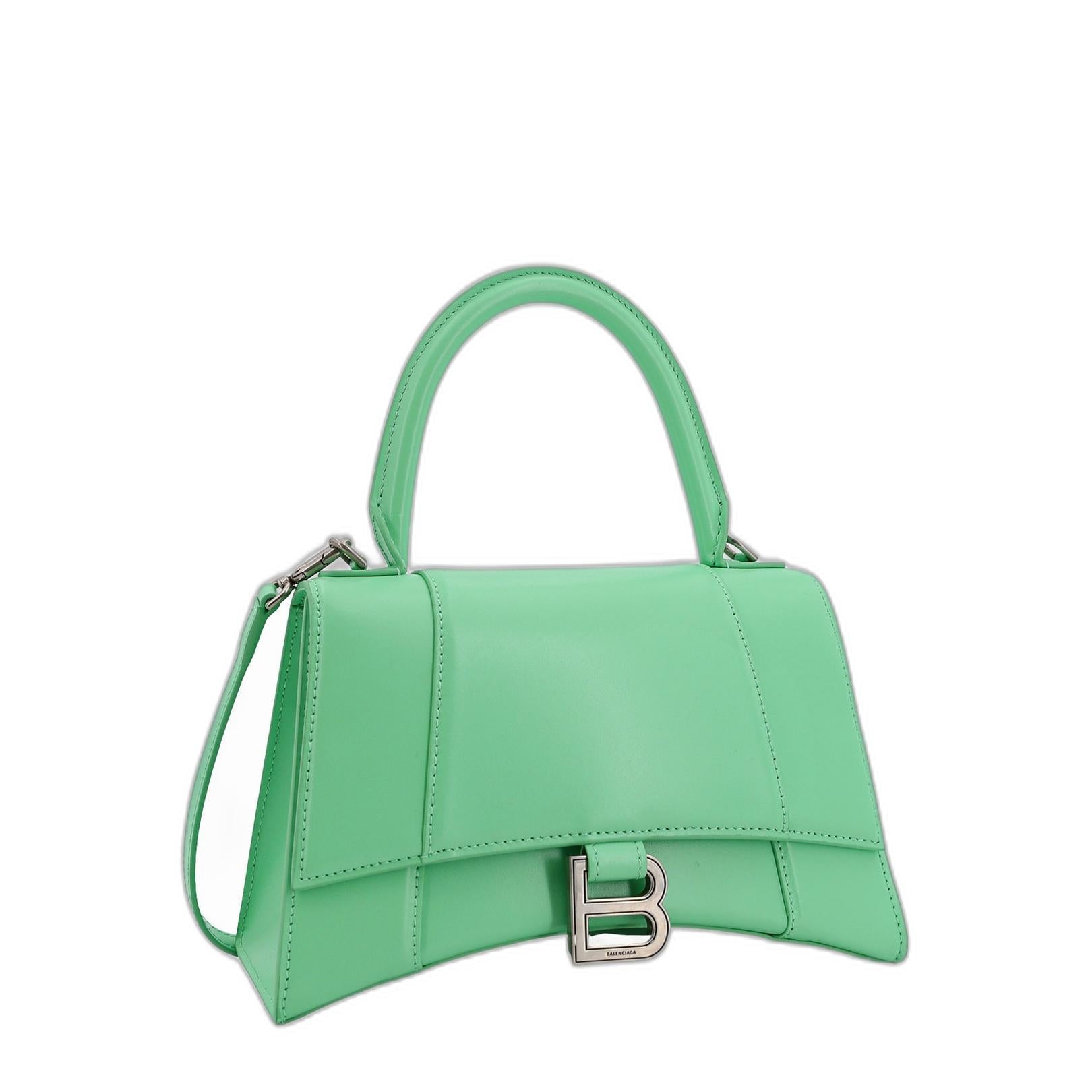 Hourglass Small Calf Leather Top-handle Bag - Mint Green - Image 2