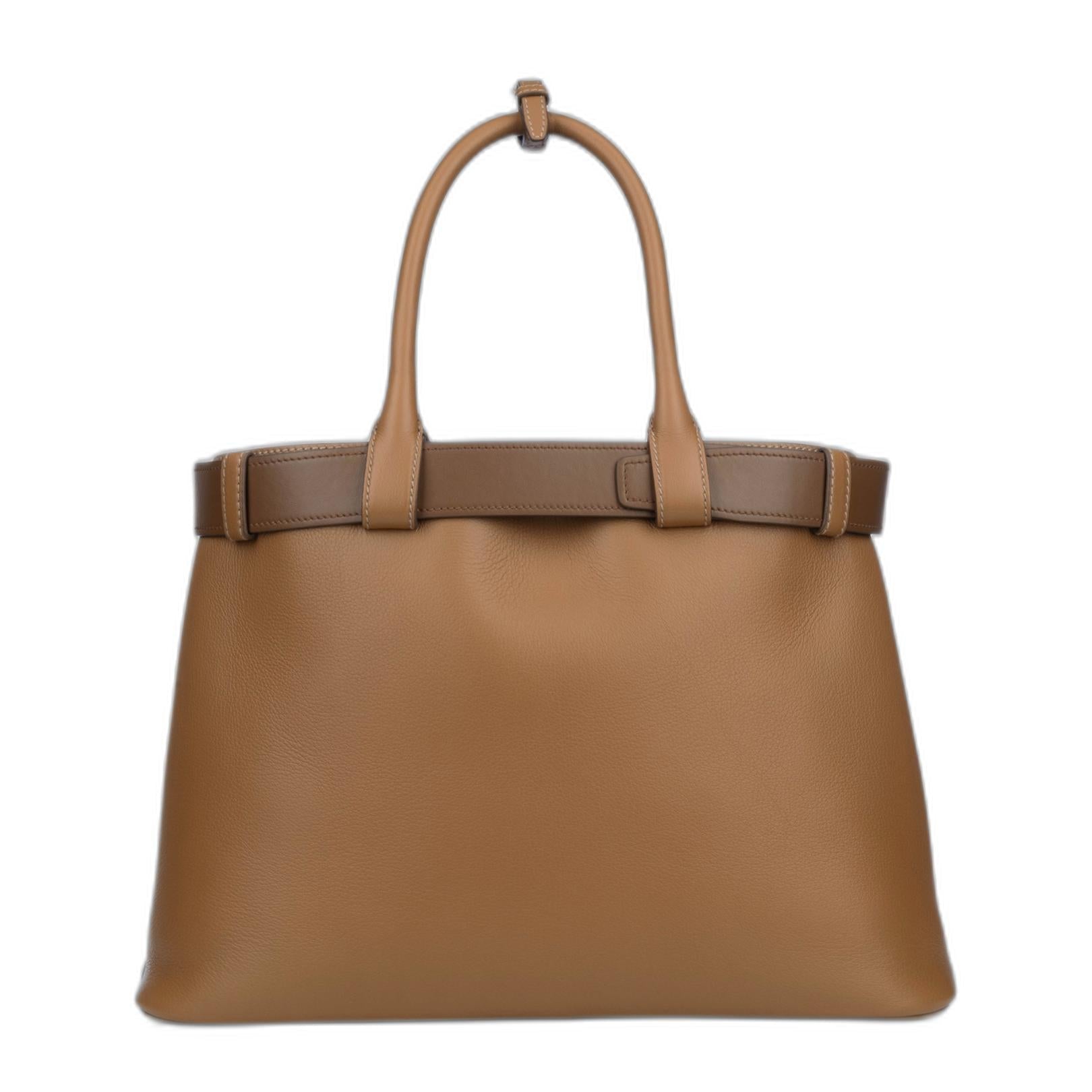 Large Calfskin Handbag - Caramel - Image 3