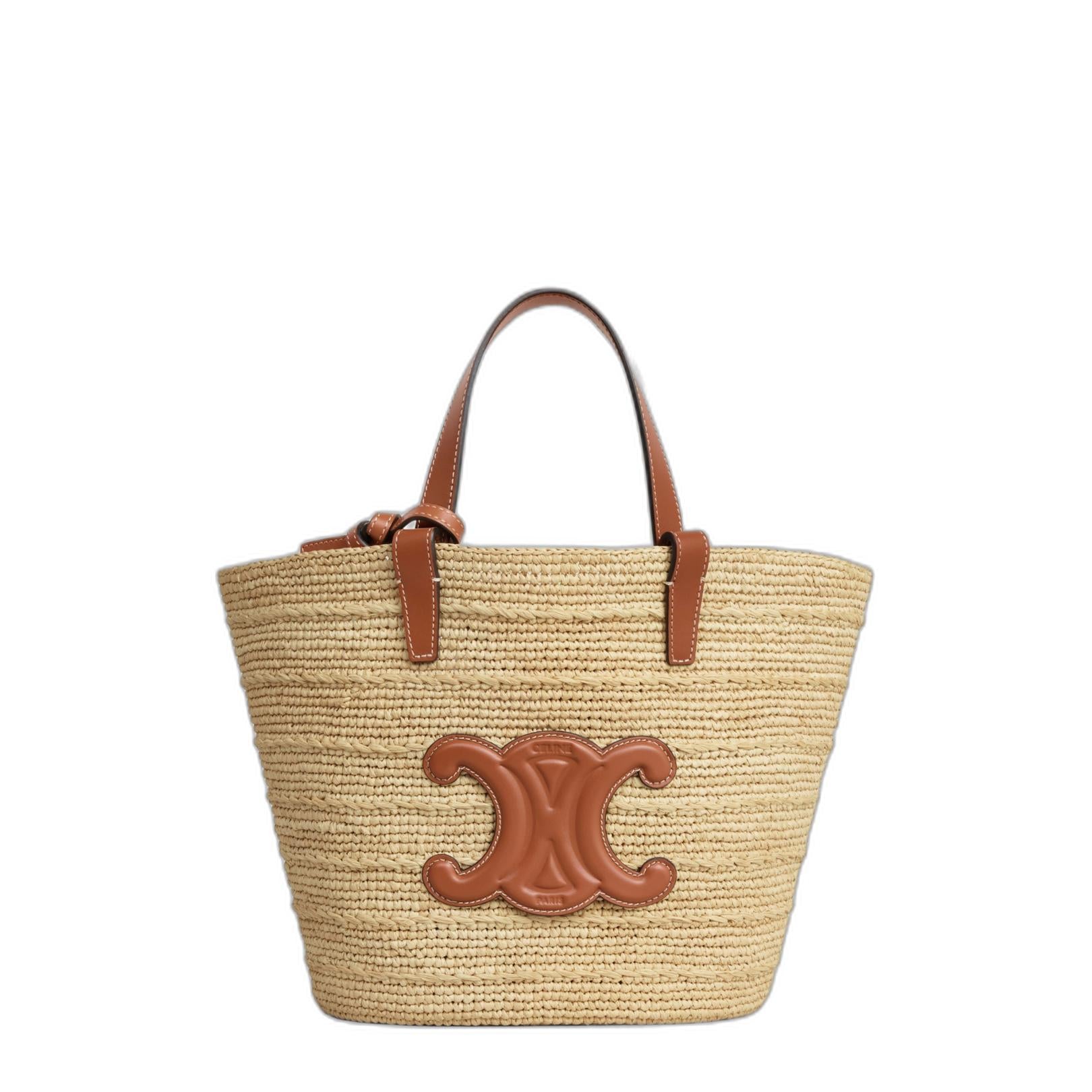 Teen Supple Classic Panier In Raffia And Calfskin - Image 1