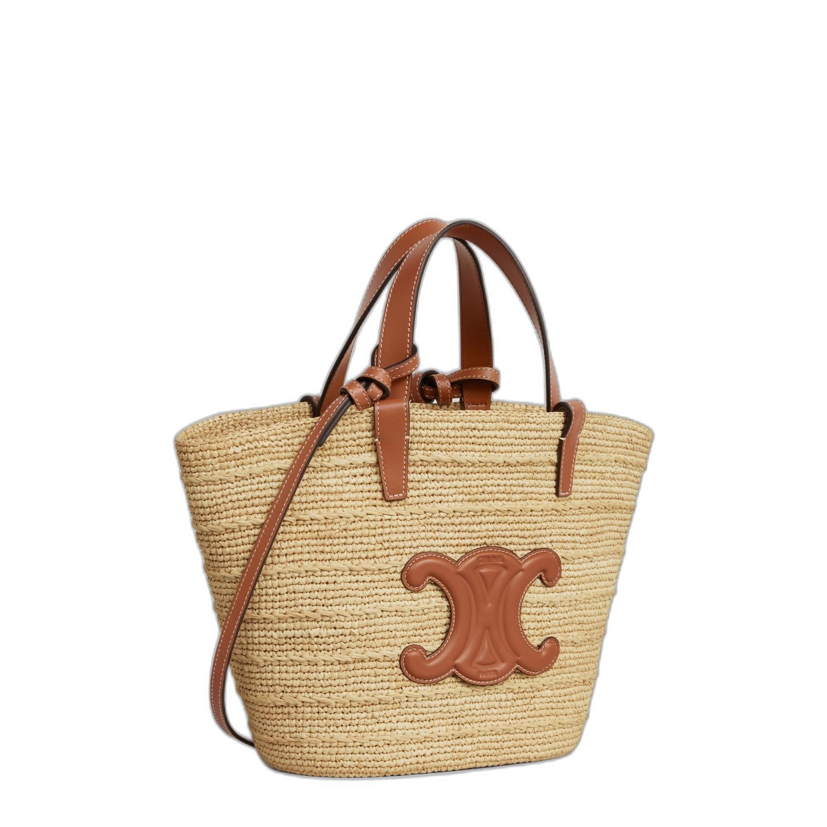Teen Supple Classic Panier In Raffia And Calfskin - Image 3