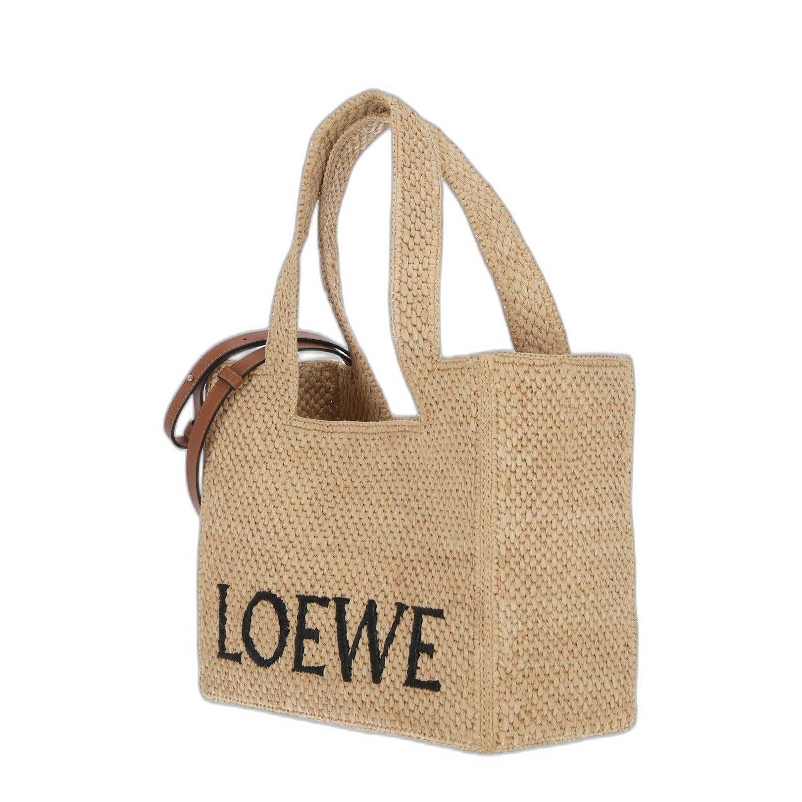 Medium Loewe Font Tote In Raffia - Image 2
