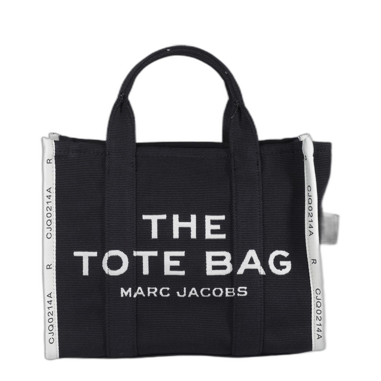 Jacquard Medium Woven Tote Bag - Black - Image 1