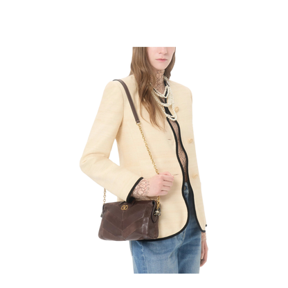 Small Shoulder Bag Panthea in Suede and Nappa Chevron Motif - Image 2