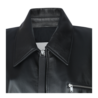 Blouson Leather Jacket Black - Image 3