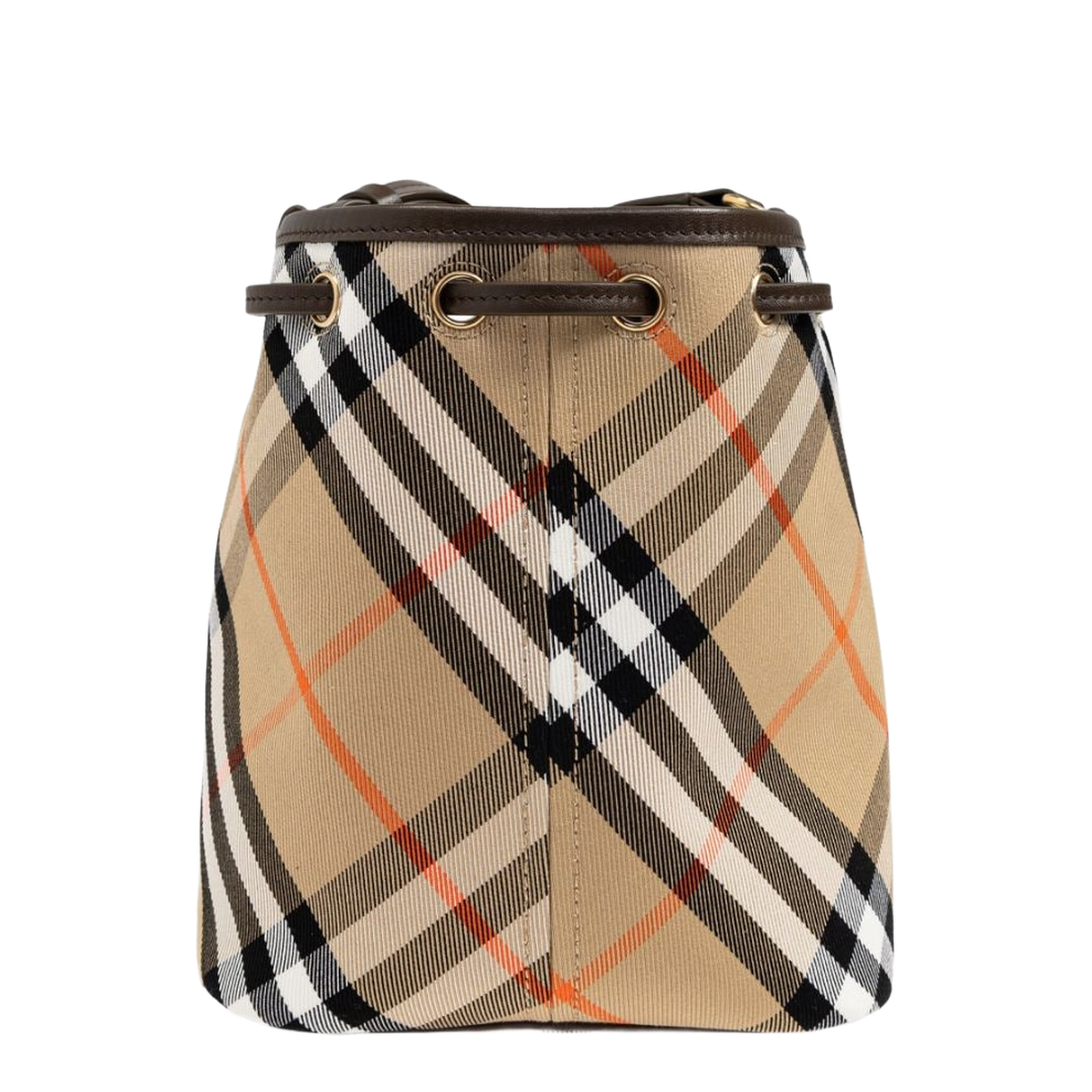 Check Mini Cotton Bucket Bag - Sand/Beige - Image 3