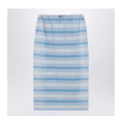 Midi Skirt in Striped Piquet Blue - Image 1