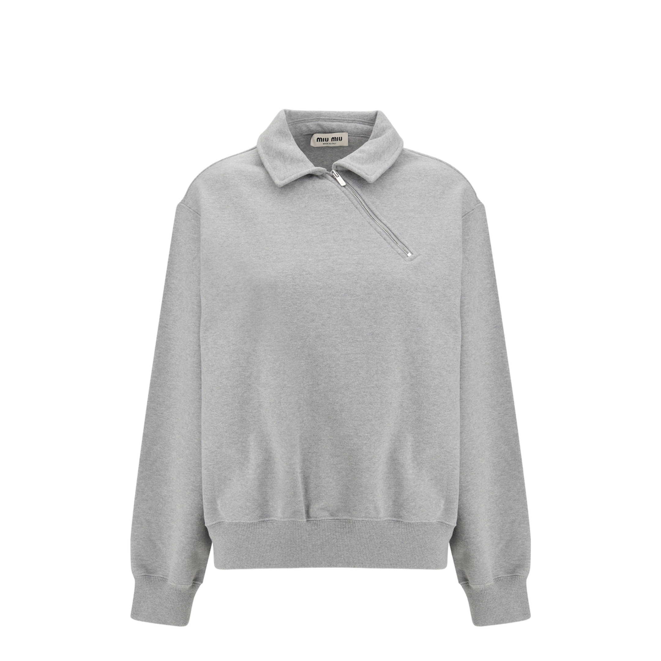Sweatshirt with oblique zip closure - Image 1