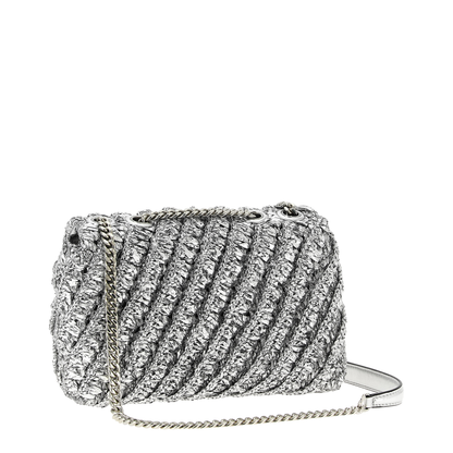 Kira Woven Shoulder Bag Silver - Image 2