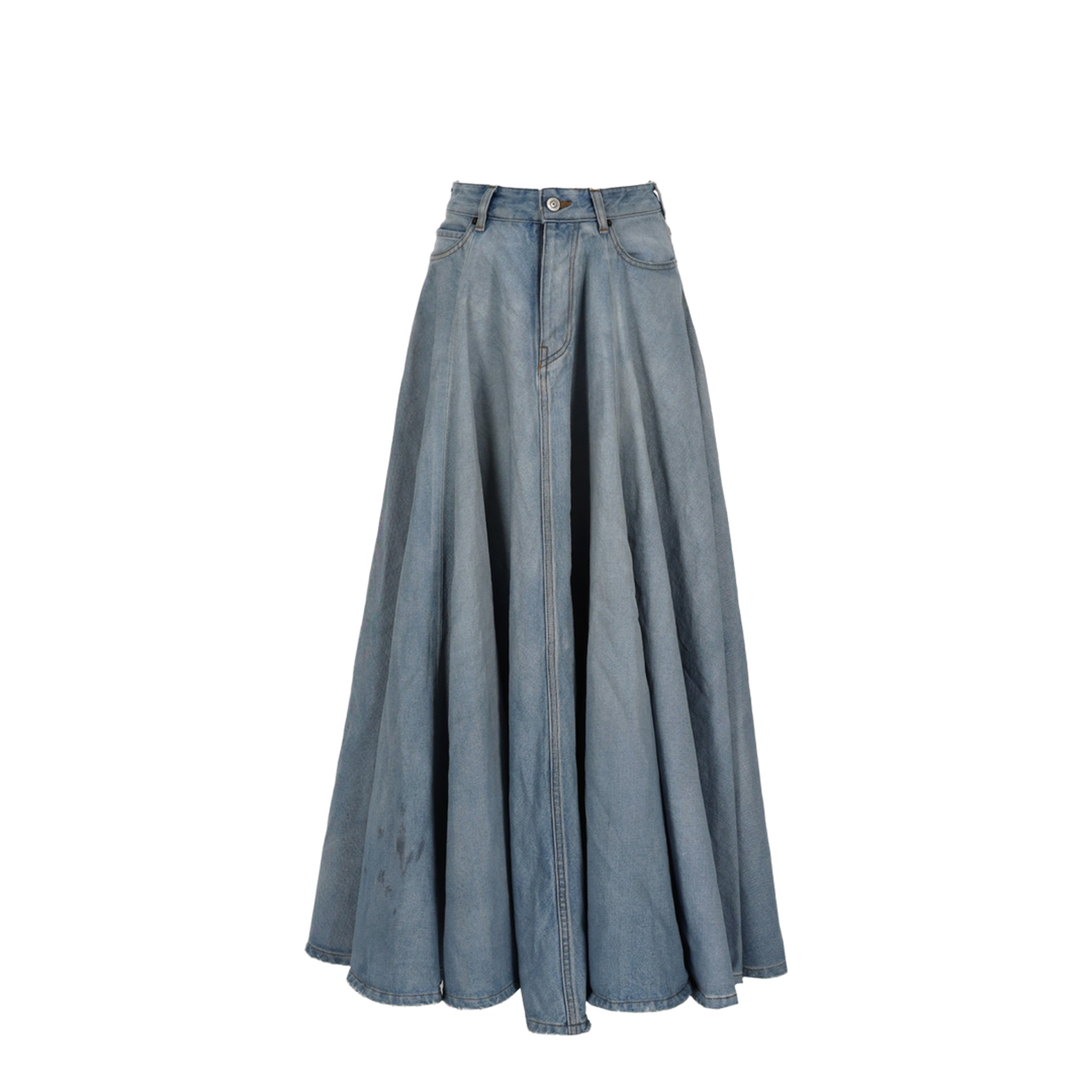 Godet Maxi Skirt in Dirty Light Blue - Image 1