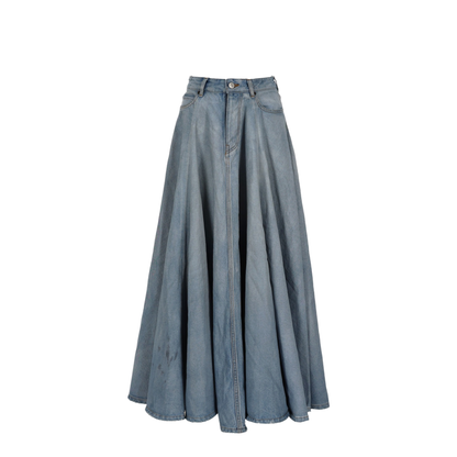 Godet Maxi Skirt in Dirty Light Blue - Image 1