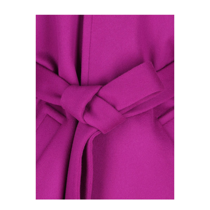 Boxy Belted Coat in Wool in Purple - Image 4