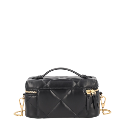 Kira Diamond Quilt Charm East-West Leather Vanity Case - Black - Image 2