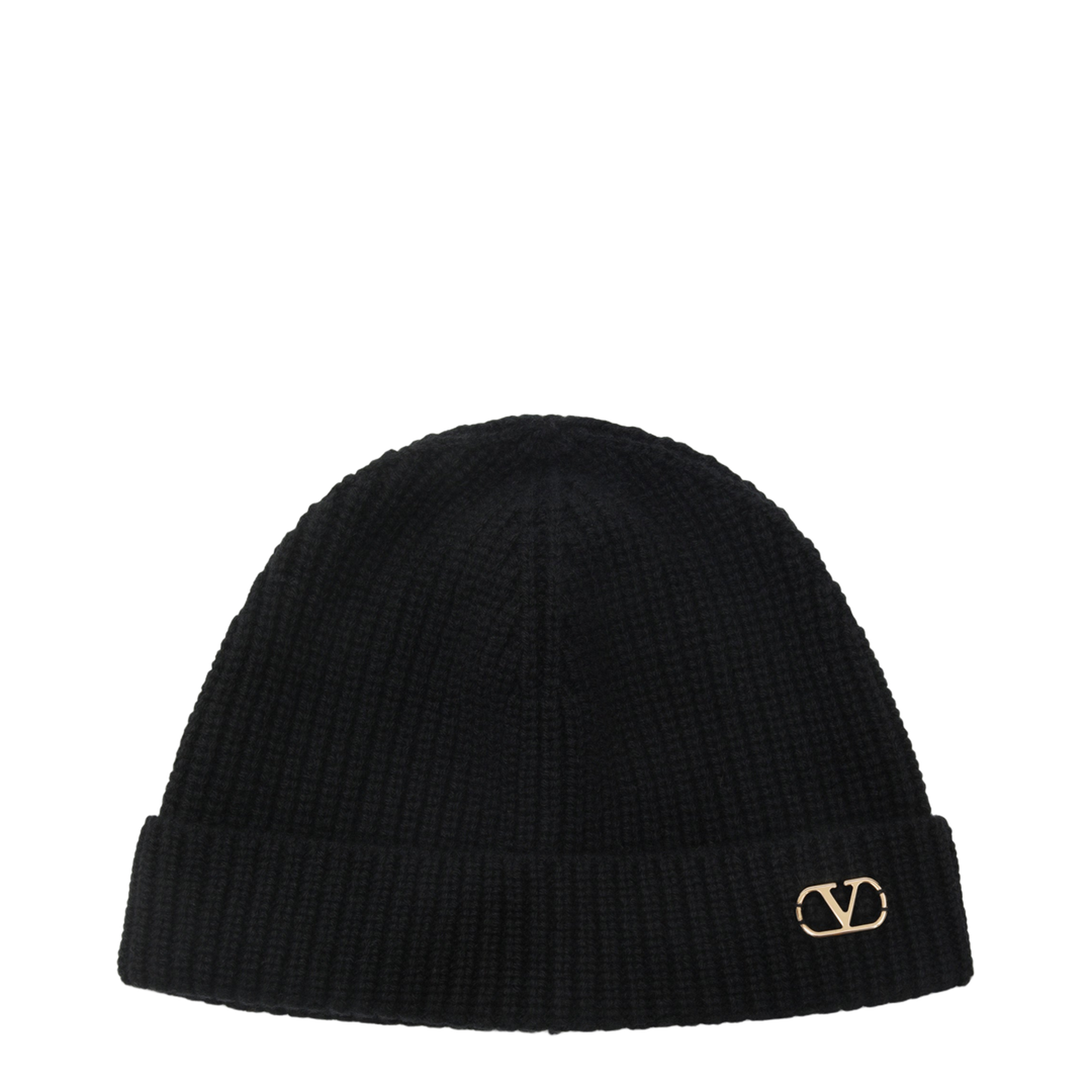 Black Vlogo Signature Cashmere Beanie - Image 1