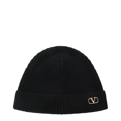 Black Vlogo Signature Cashmere Beanie - Image 1