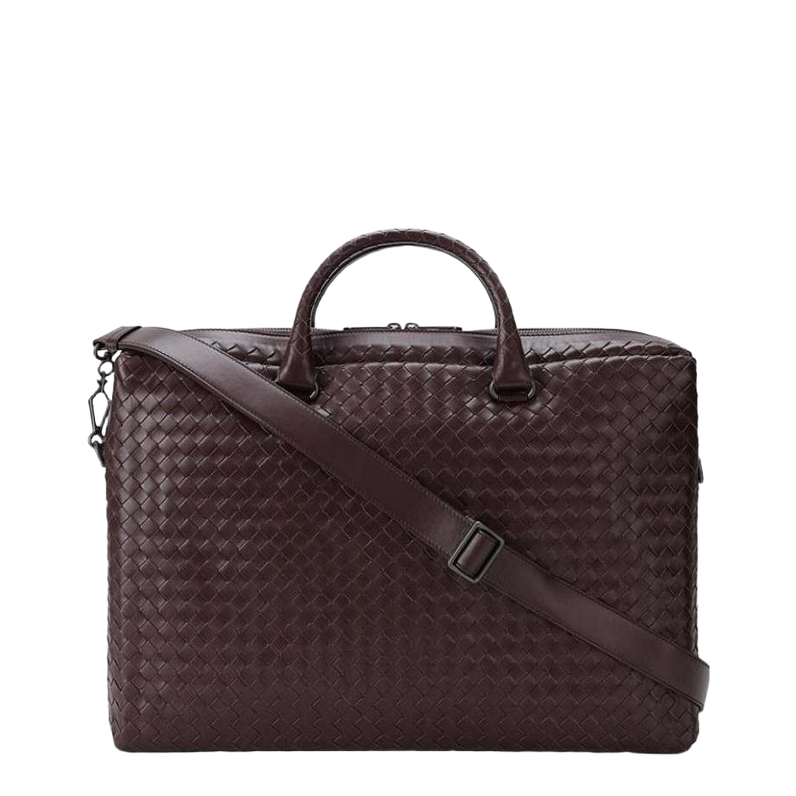 Intrecciato Leather Briefcase - Brown - Image 1