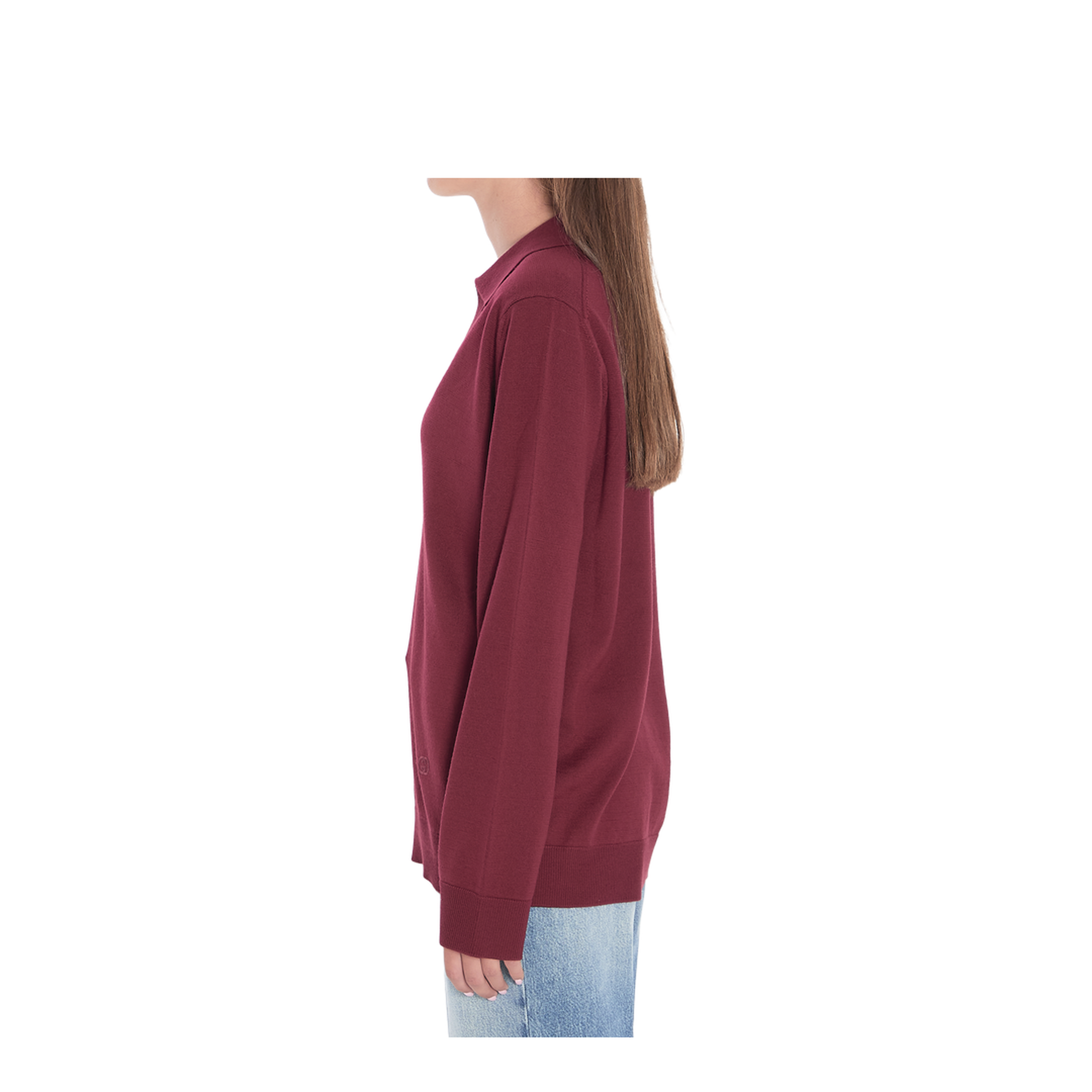 Extra Fine Wool Polo Top in Rosso Ancora Red - Image 3