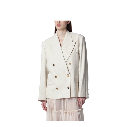 Ecru Oversized Double-Breasted Jacket - Image 1