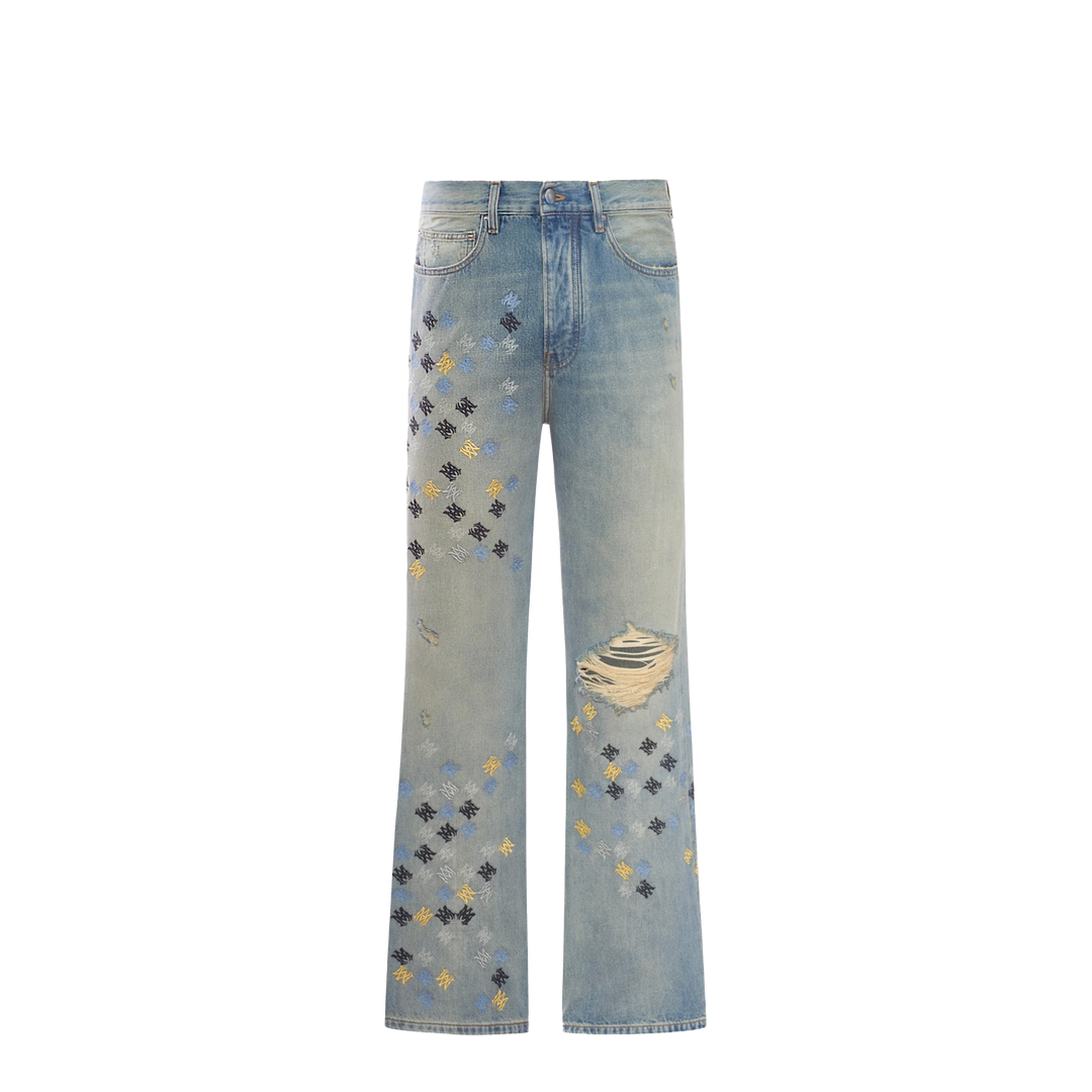 Antique Indigo MA Quad Embroidered Flare Jeans - Image 1