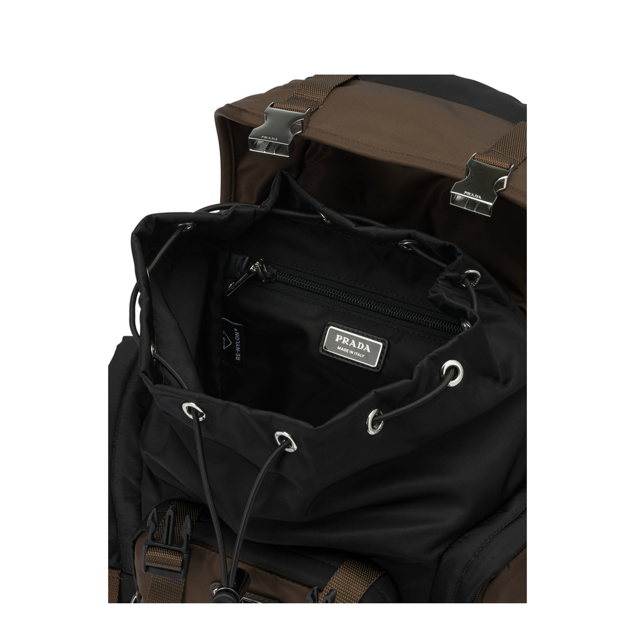 Casual Backpack in Re-Nylon and Leather - Image 5