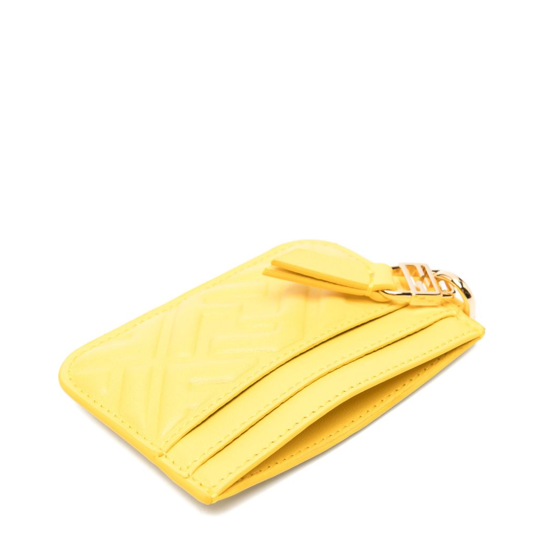 Yellow Nappa Leather Baguette Card Case with FF Motif - Image 3