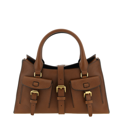 Small Handbag With Adjustable And Removable Shoulder Strap And Two Front Pockets In Leather - Image 2